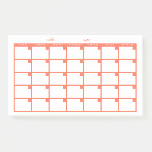 Undated Sticky Note Calendar - Salmon