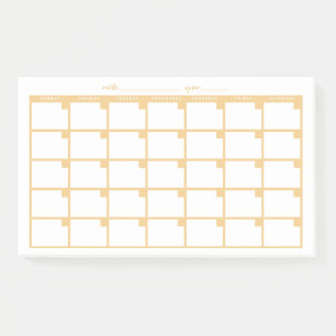 Undated Sticky Note Calendar - Yellow