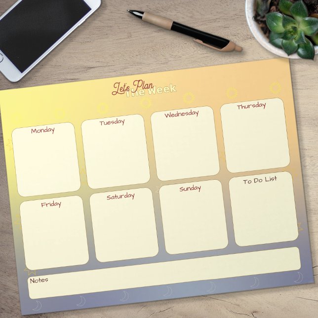 Undated Weekly Planner, To Do List, Notes Notepad (Weekly Planner)