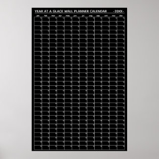 Undated Year At A Glance Wall Planner Calendar Poster