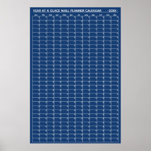 Undated Year At A Glance Wall Planner Calendar Poster