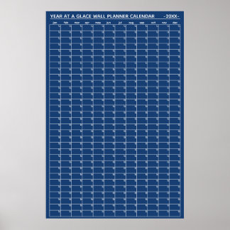 Undated Year At A Glance Wall Planner Calendar Poster