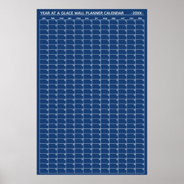 Undated Year At A Glance Wall Planner Calendar Poster (Front)
