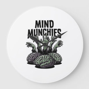 Undead Brain Feast Vintage Zombie Hands Horror Shi Large Clock