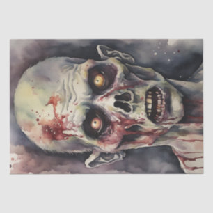 Undead Elegance: Watercolor Zombie Face Decoupage Tissue Paper