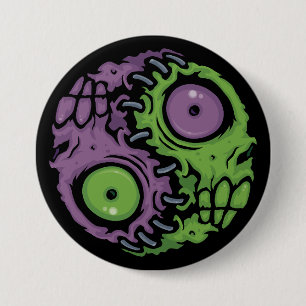 Undead Harmony: Zombie Yin Yang Symbol 7.5 Cm Round Badge