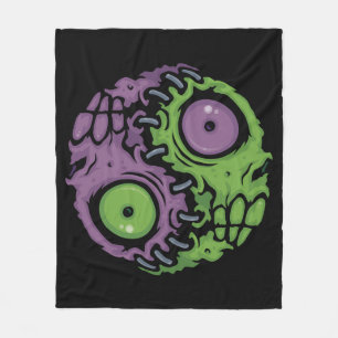 Undead Harmony: Zombie Yin Yang Symbol Fleece Blanket