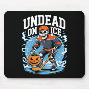Undead On Ice Funny Hockey Skeletons Halloween Mouse Pad