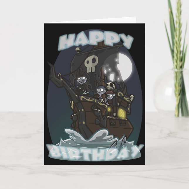 Undead Pirate Ship Birthday Card (Front)