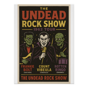 Undead Rock Show 1962 Tour Art Print Poster