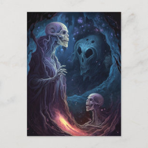 Undead Skeleton Creatures Horror Art Postcard