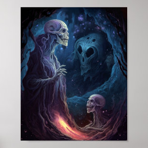 Undead Skeleton Creatures Horror Art Poster