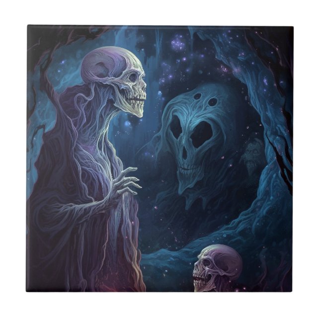 Undead Skeleton Creatures Horror Art Tile (Front)