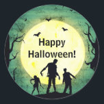 Undead Zombies Zombie Halloween Party Classic Round Sticker<br><div class="desc">customise for your event. The Party Text is removable or can be re-positioned.
Designed by Freepik</div>