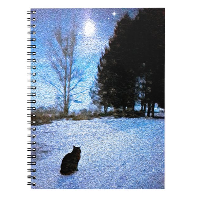 Under A Tabby Moon Spiral Notebook (Front)