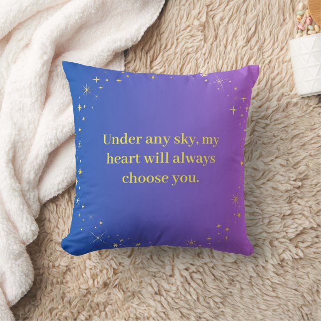 Under Any Sky Celestial Love Quote Throw Pillow |  (Blanket)