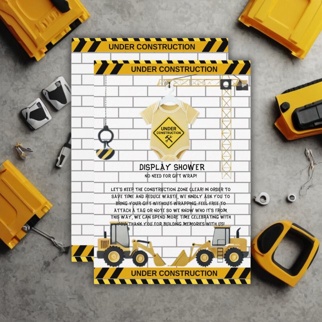 Under Construction Baby Clothes Baby Shower Enclosure Card (Creator Uploaded)