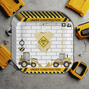 Under Construction Baby Clothes Baby Shower Paper Plate