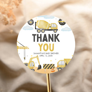 Under Construction Baby Shower Classic Round Sticker