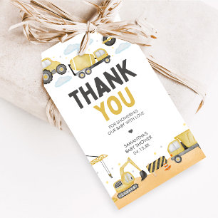 Under Construction Baby Shower Favour Tags