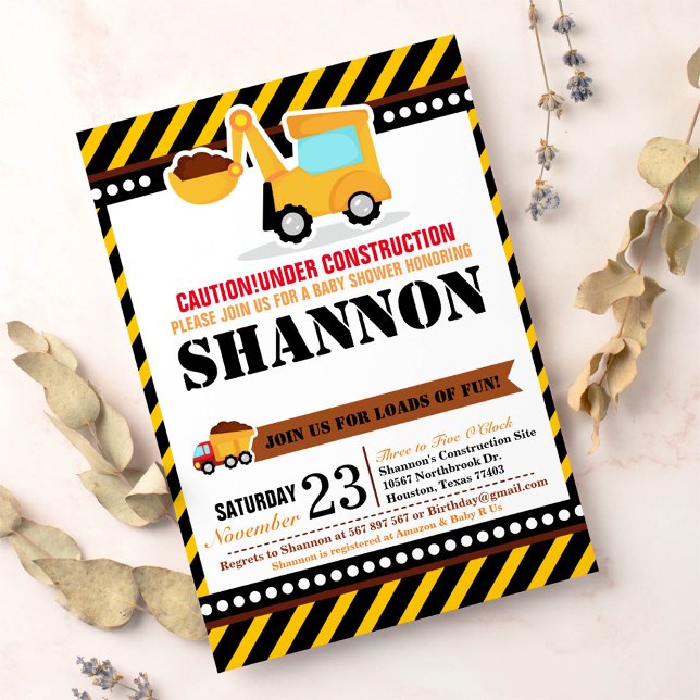 UNDER CONSTRUCTION Baby Shower Invitation (Creator Uploaded)