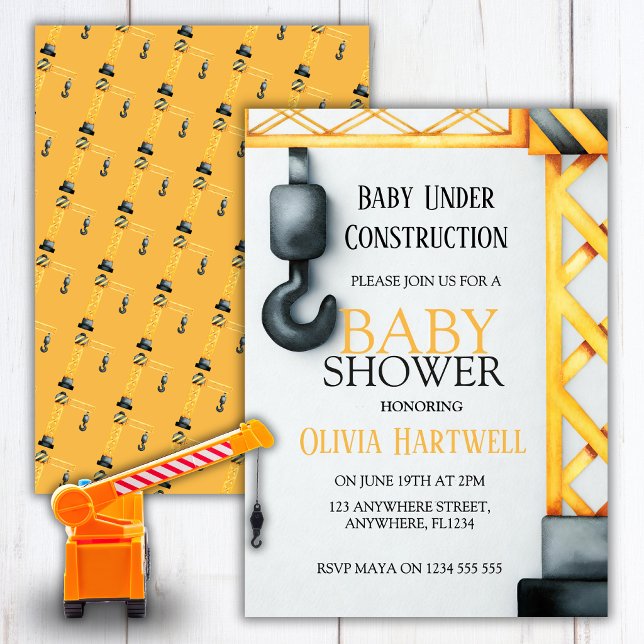 Under Construction Baby Shower Invitation~ Invitation (Creator Uploaded)