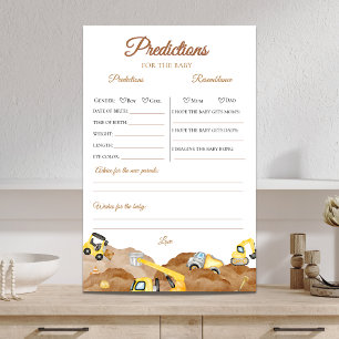 under construction baby shower Predictions Game