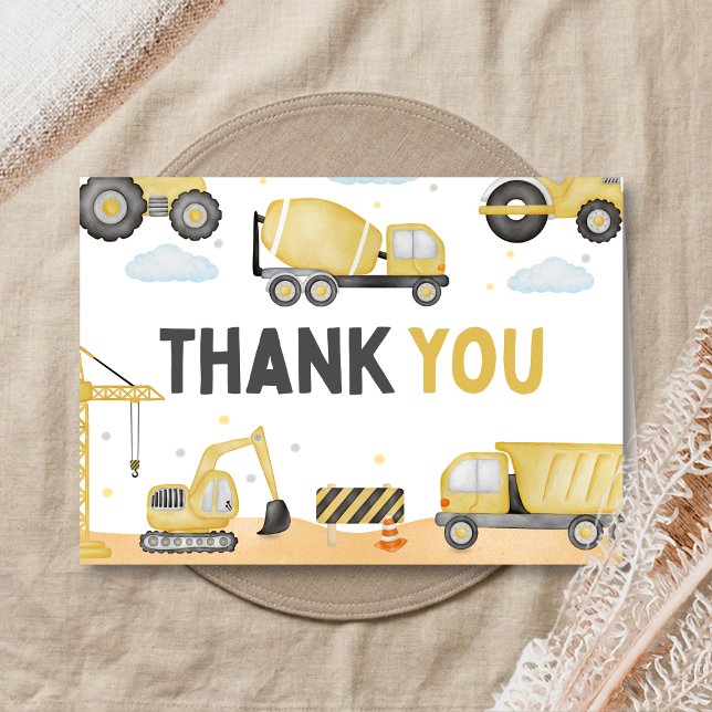 Under Construction Baby Shower Thank You Card (Caution Baby Under Construction Baby Shower Thank You Card)