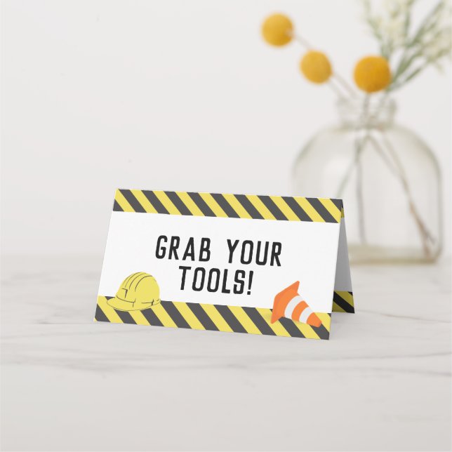 Under Construction Birthday Activity/Food Label Place Card (Front)