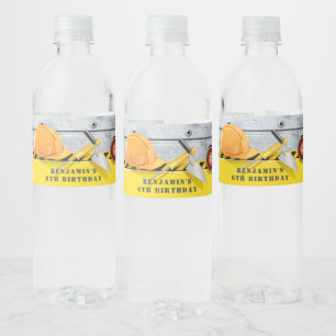 Under Construction Birthday Water Bottle Label