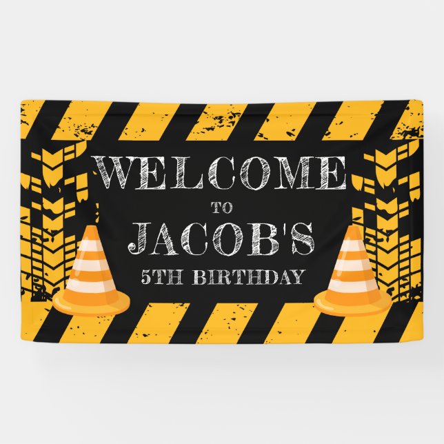 Under Construction Birthday Welcome  Banner (Horizontal)