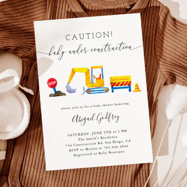 Under Construction Boy Baby Shower Invitation (Creator Uploaded)
