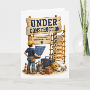 Under Construction Catholic Birthday Card