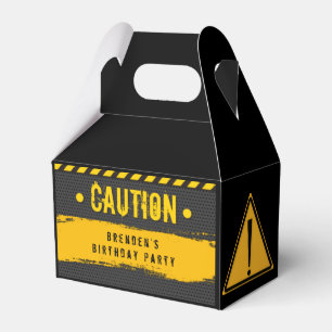 Under Construction Caution Trucks Birthday Party Favour Box