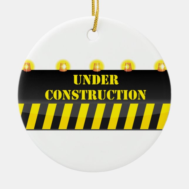 Under Construction Ceramic Tree Decoration (Front)