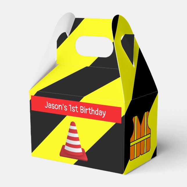 Under construction Concrete mixer Birthday party Favour Box (Front Side)