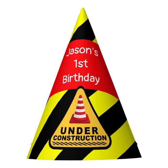 Under construction Concrete mixer Birthday party Hat (Front)