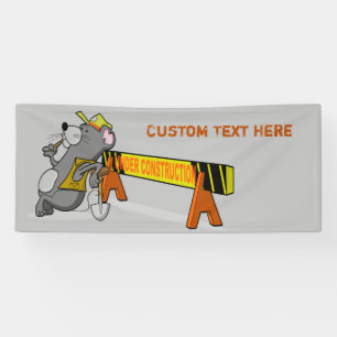 Under Construction Cute Cartoon Mouse Personalise Banner
