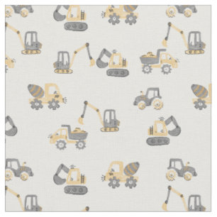 Under Construction Dump Truck Baby Boy excavator Fabric