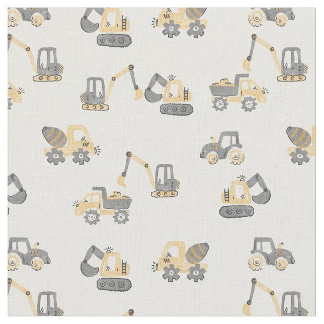 Under Construction Dump Truck Baby Boy excavator  Fabric (Close Up)