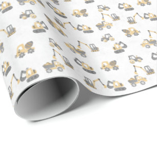 Under Construction Dump Truck Baby Boy excavator Wrapping Paper