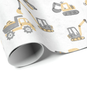 Under Construction Dump Truck Baby Boy excavator Wrapping Paper
