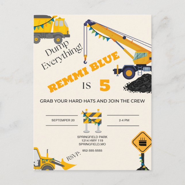 Under Construction! One sided Birthday Postcard (Front)