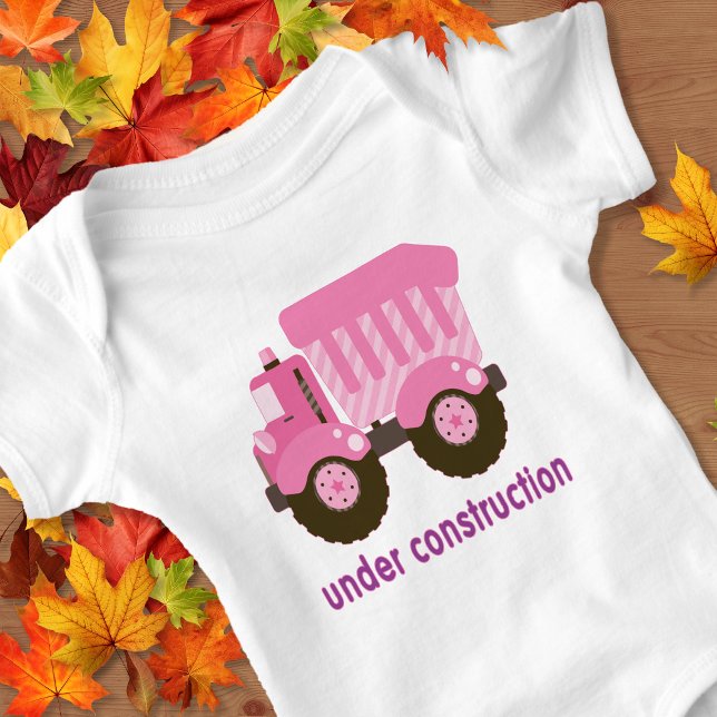 Under Construction Pink Truck Baby Bodysuit (Creator Uploaded)