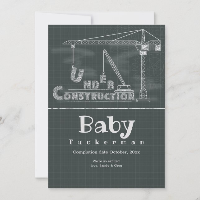 Under Construction Pregnancy Announcement (Front)
