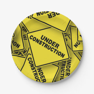 Under Construction Signs Paper Plate