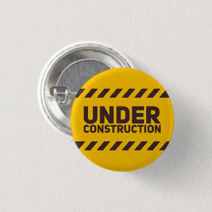 Under Construction Street Sign Graphic 3 Cm Round Badge