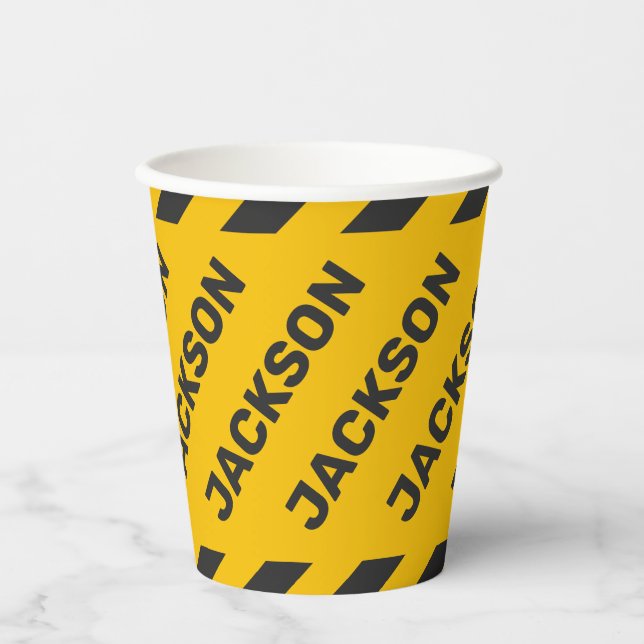 Under Construction Street Sign Graphic Paper Cups (Front)