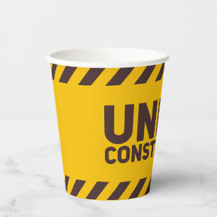 Under Construction Street Sign Graphic Paper Cups