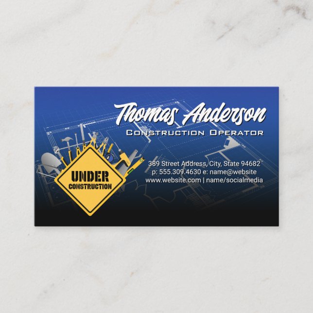 Under Construction Tools | Blueprints Business Card (Front)